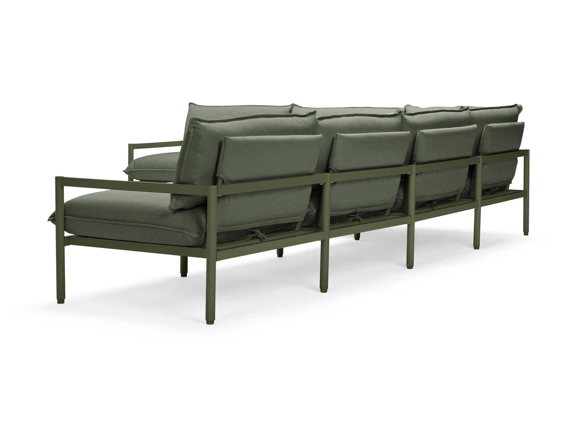 Back view of 6-piece green outdoor sectional sofa